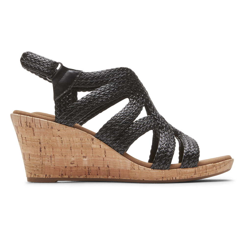 Rockport Womens Sandals Black - Briah Braided - UK 267-IRBVTU